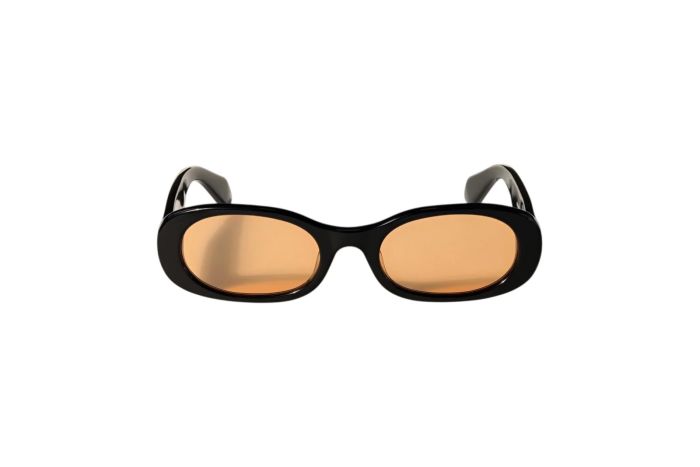OFF WHITE OW1033 1020 SHINY BLACK WITH ORANGE LENSES 54 ADAMS