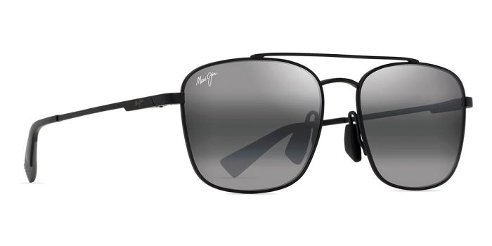 MAUI JIM 645-02 GREY PIWAI ASIAN FIT MATTE BLACK WITH GREY