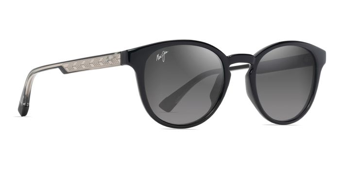 MAUI JIM GS636-14 GREY HIEHIE SHINY BLACK WITH TRANS LIGHT GREY