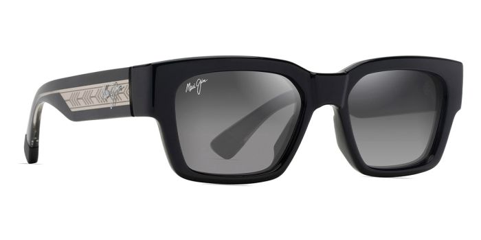 MAUI JIM GS642-14 GREY KENUI SHINY BLACK WITH TRANS LIGHT GREY