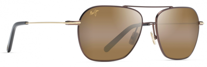 MAUI JIM H877-01 MANO HCL DARK BROWN WITH GOLD STRIPE